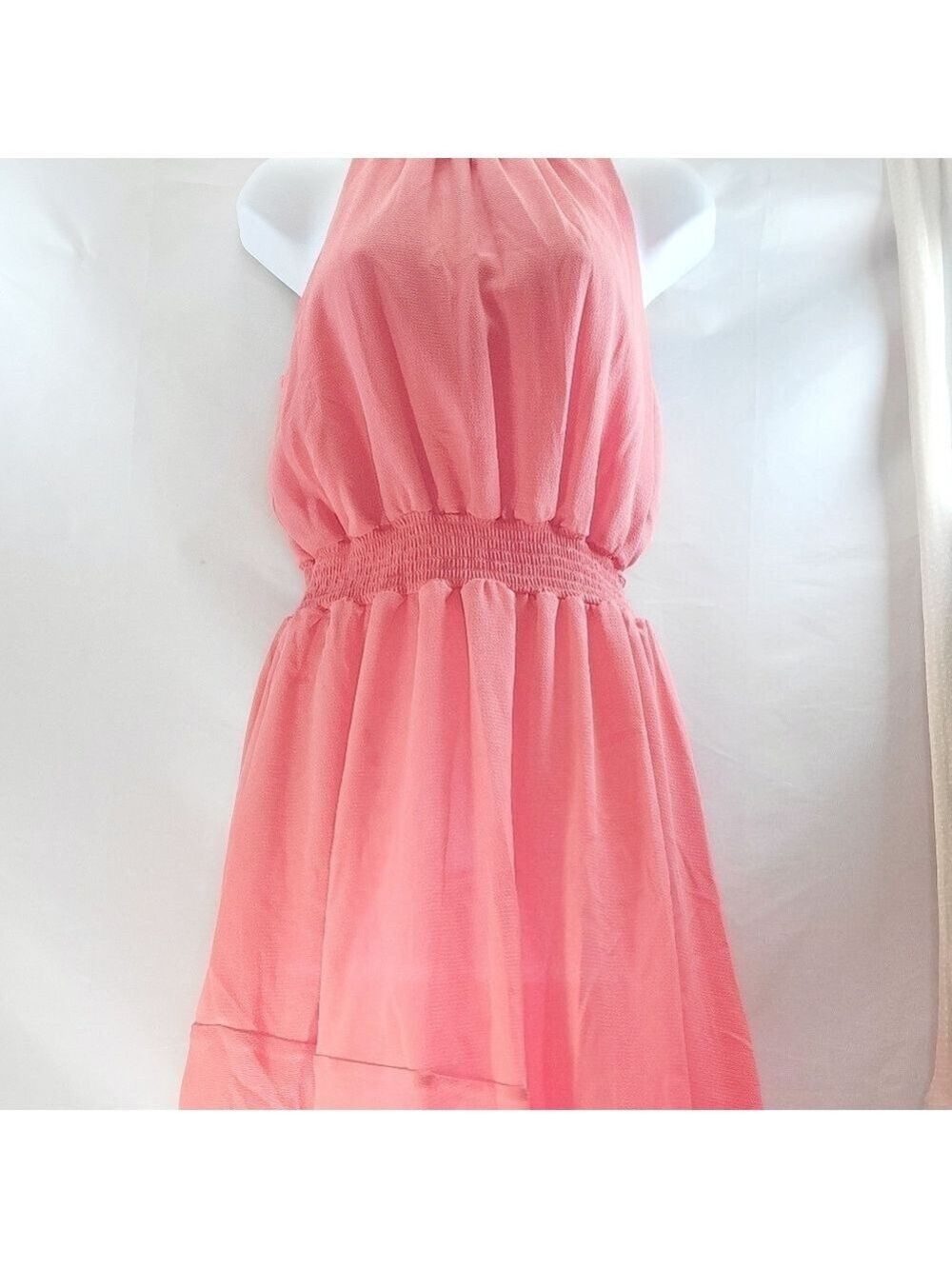 Belle Sky Coral High Low Sleeveless Dress Medium